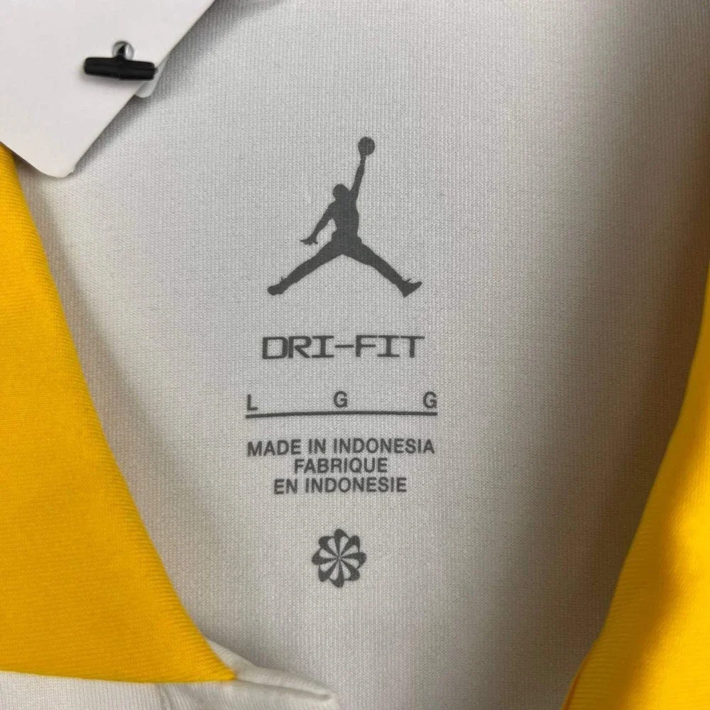 Air Jordan Michigan Wolverines Dri-Fit Polo Shirt Men Large White Jumpman New L
